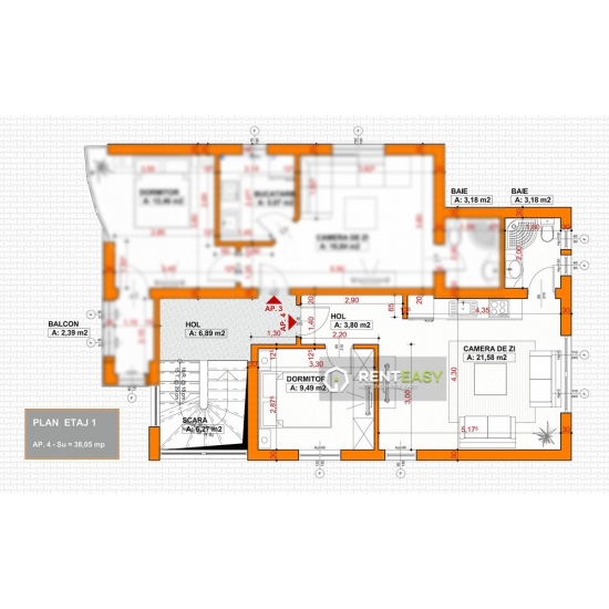 Apartament 4 - 38.05 mp